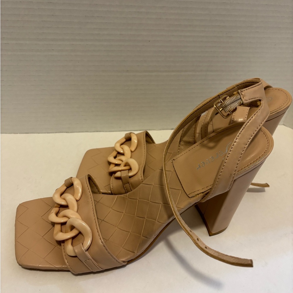 🔵Elegant Tan Block Heel Sandals - Picture 2 of 15